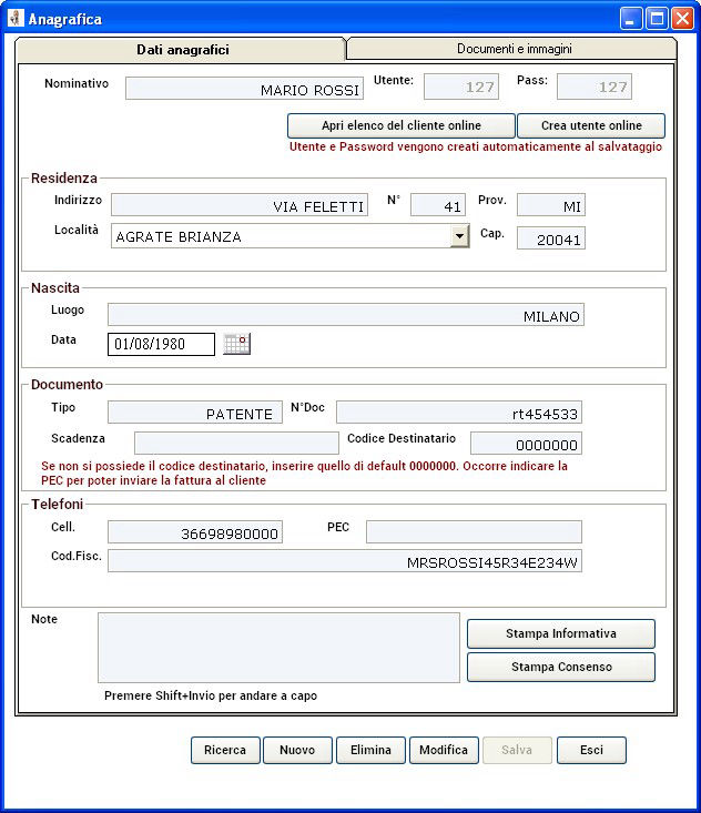 anagrafica software mercatino