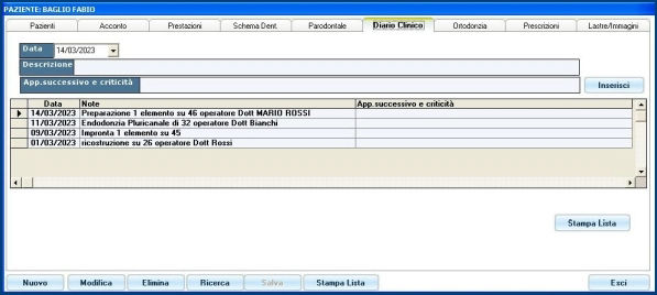 diario clinico software dentistico