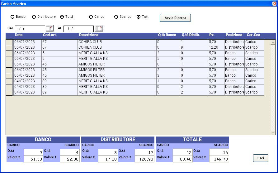 distributore tabacchi software gestione