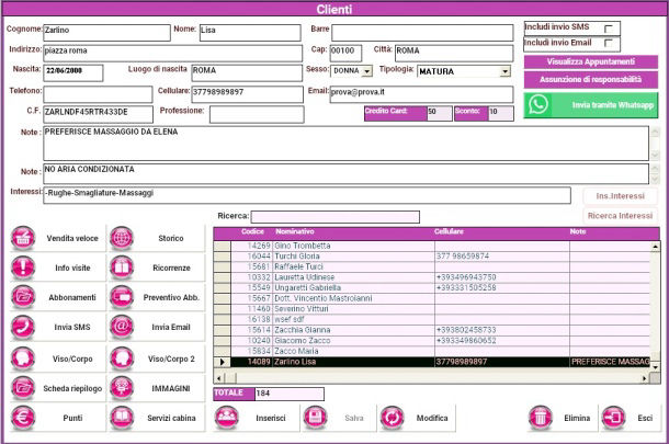 gestionale centro estetico clienti