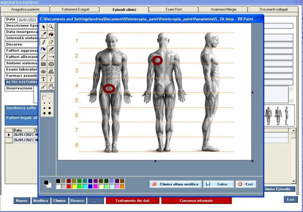 gestione flowchart grafico del corpo umano