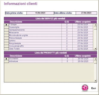 info clienti software centro estetico