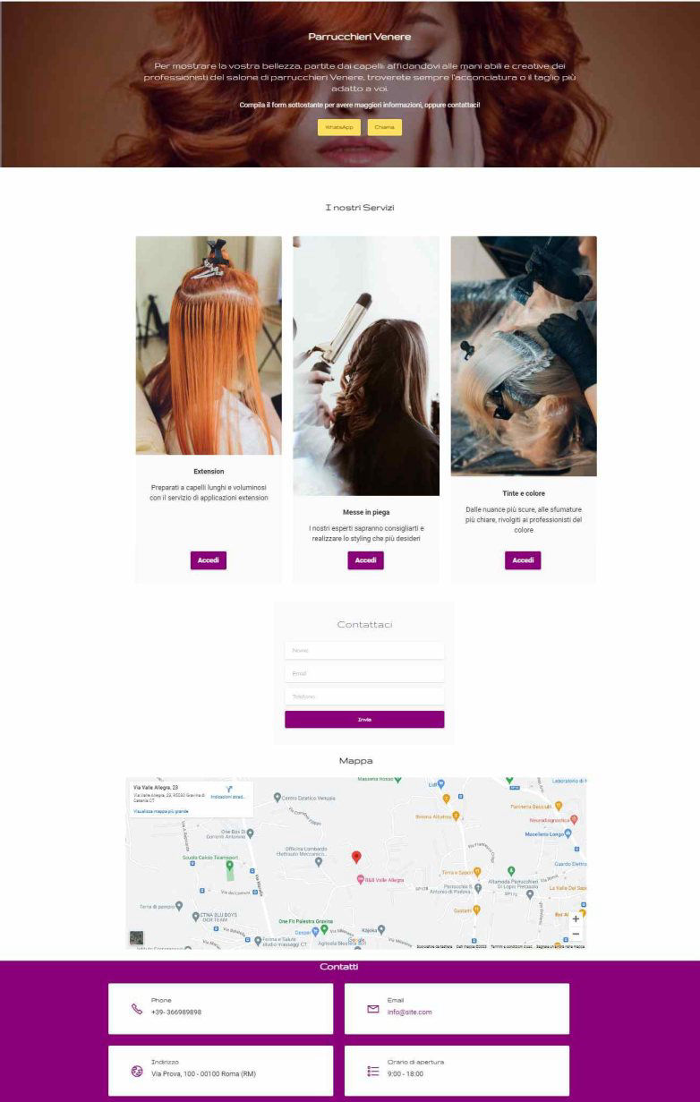 landing page software parrucchieri venere