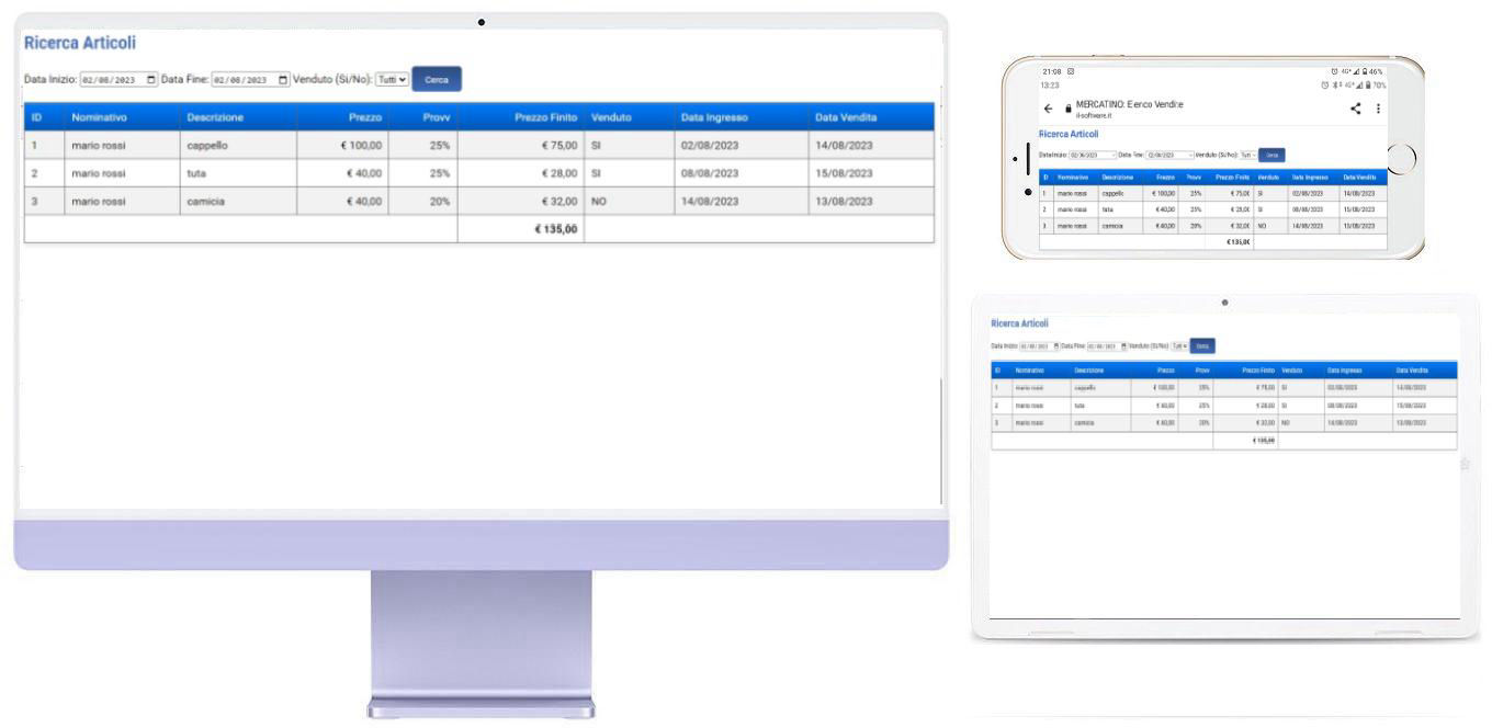 lista vendita online software mercatino usato