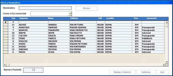 ricerca pazienti software dentisti