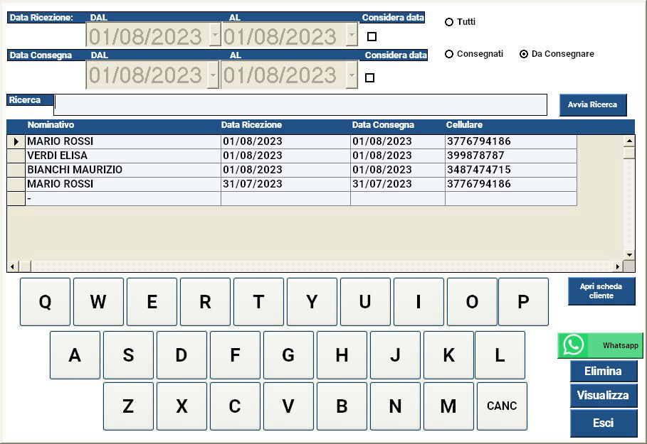 riconsegna capi gestionale software lavanderia