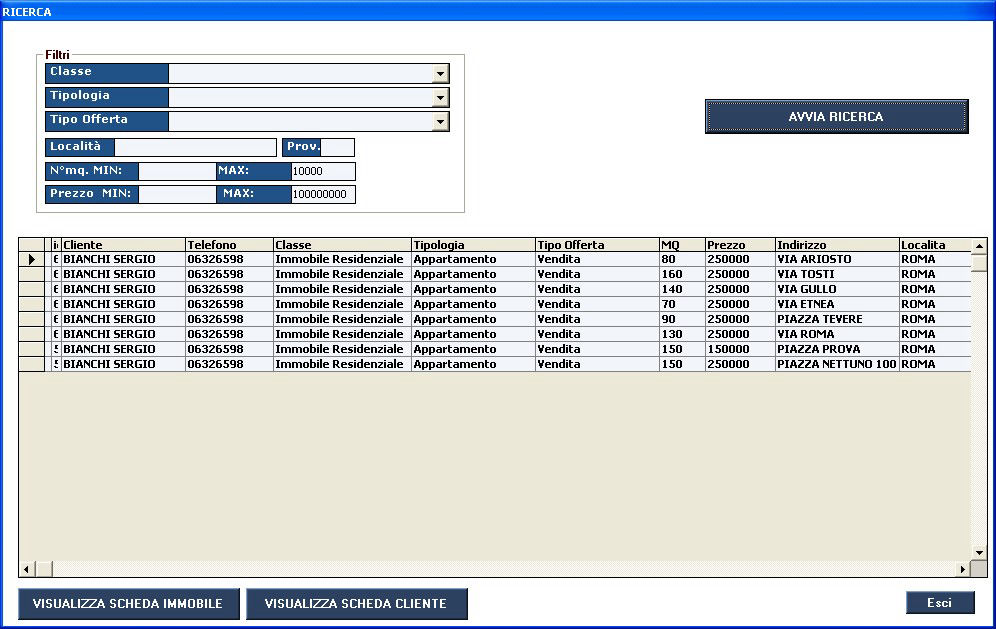 confronto delle richieste dei clienti e gli immobili della nostra agenzia