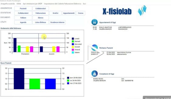 Video tutorial dashboard del gestionale fisioterapia X-Fisiolab con agenda online e statistiche
