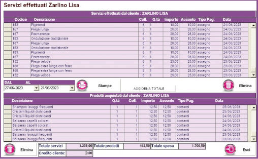 software parrucchieri storico servizi