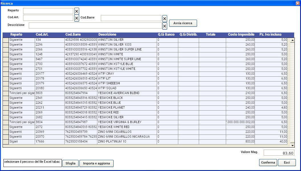 software tabaccherie