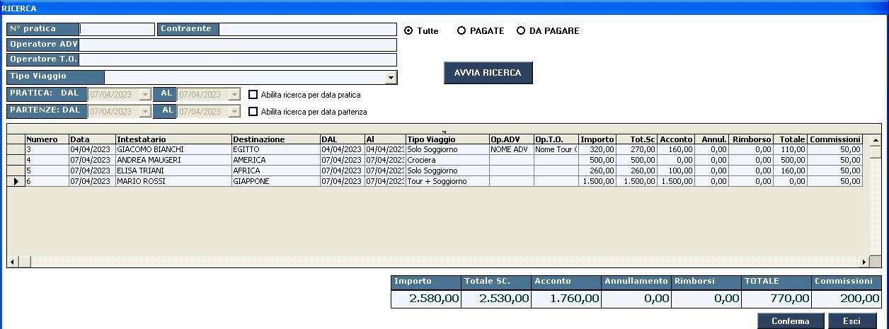 statistiche pratica Gestionale Agenzie di Viaggi