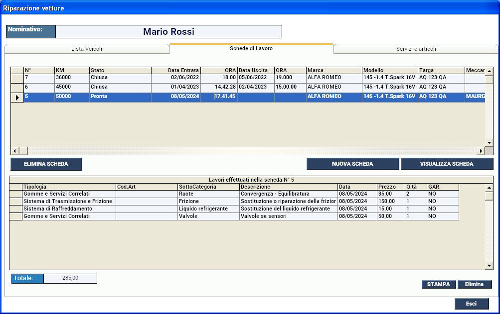 storico riparazioni software officina