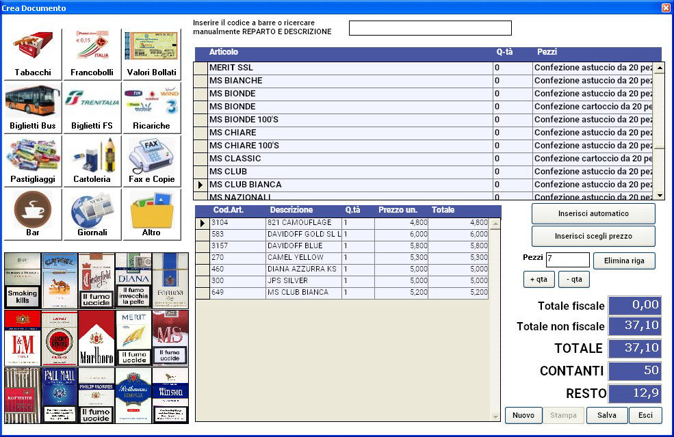 vendita cassa software gestionale tabacchino tabaccherie