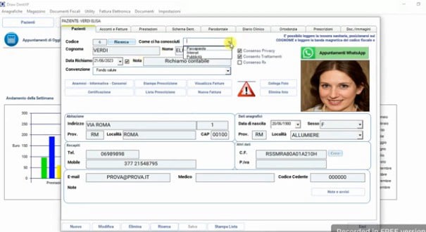 video del software per dentisti che mostra come inserire anagrafica pazienti e i piani di cura