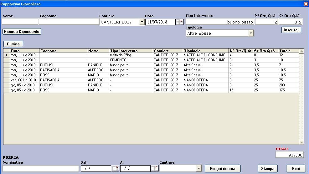 Software Gestione Cantiere rapportino giornaliero