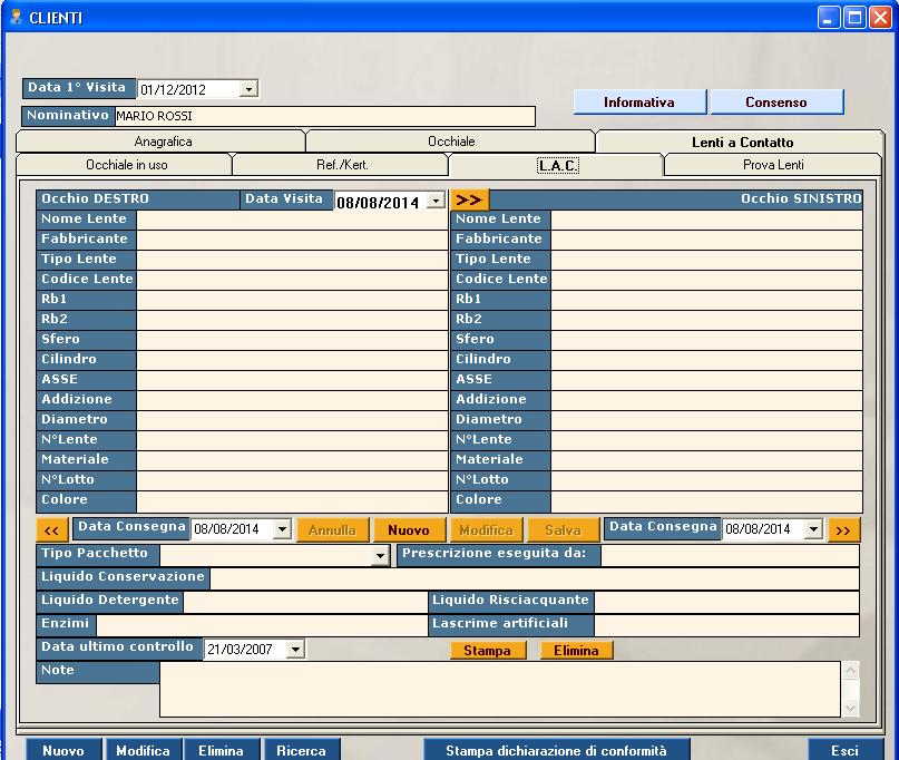 SOFTWARE OTTICI LENTI A CONTATTO LAC