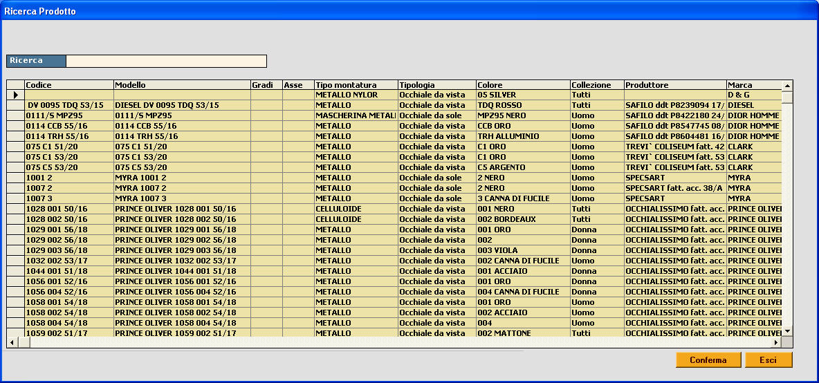 magazzino software ottica