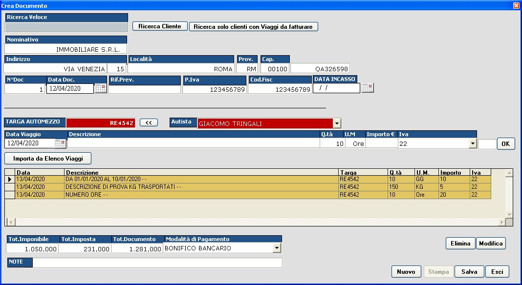 software trasporti fattura