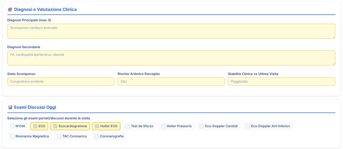 Diagnosi e valutazione clinica cardiologica con esami discussi