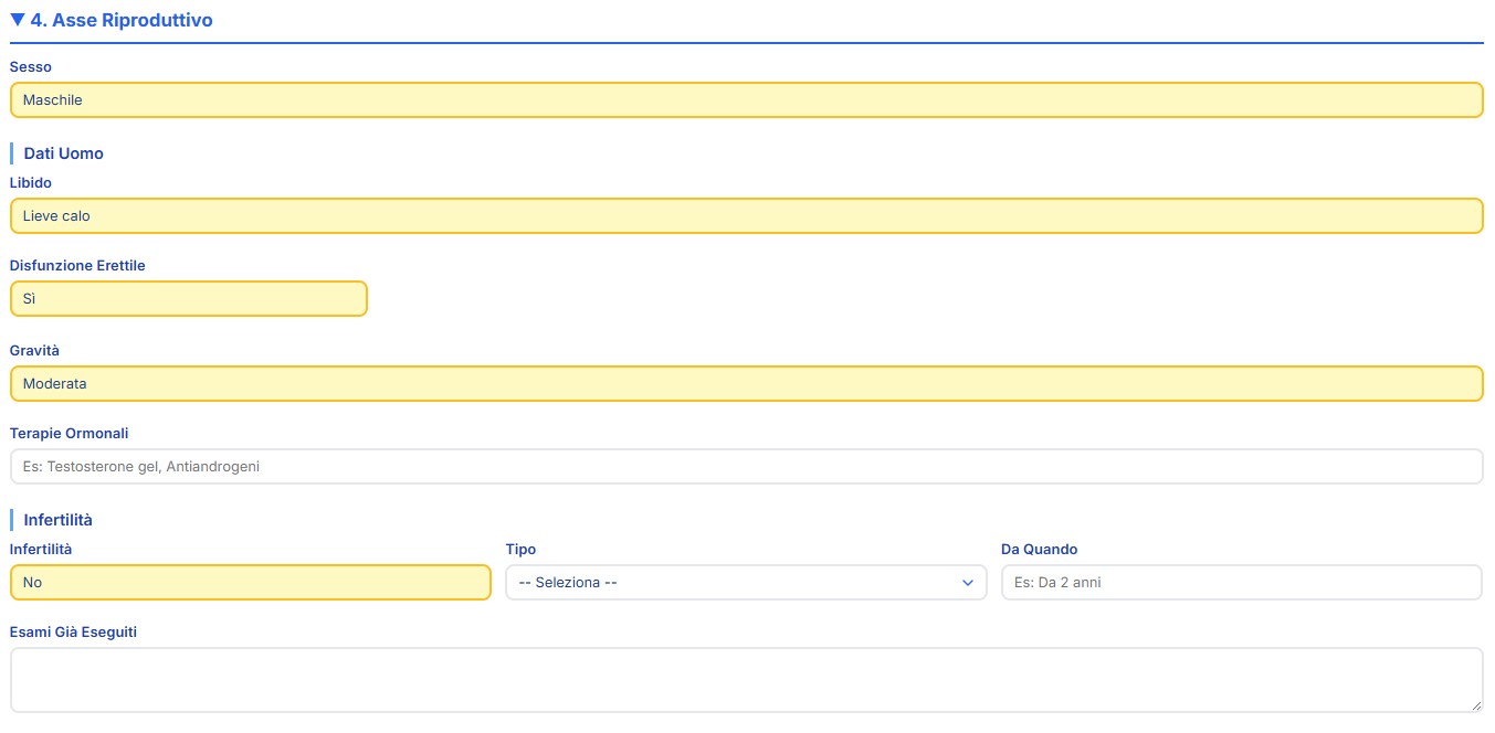 Valutazione dell’asse riproduttivo endocrino e della fertilità