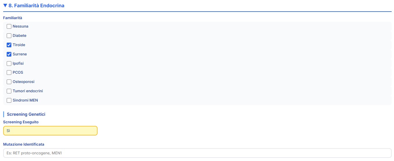 Familiarità endocrina e screening genetici