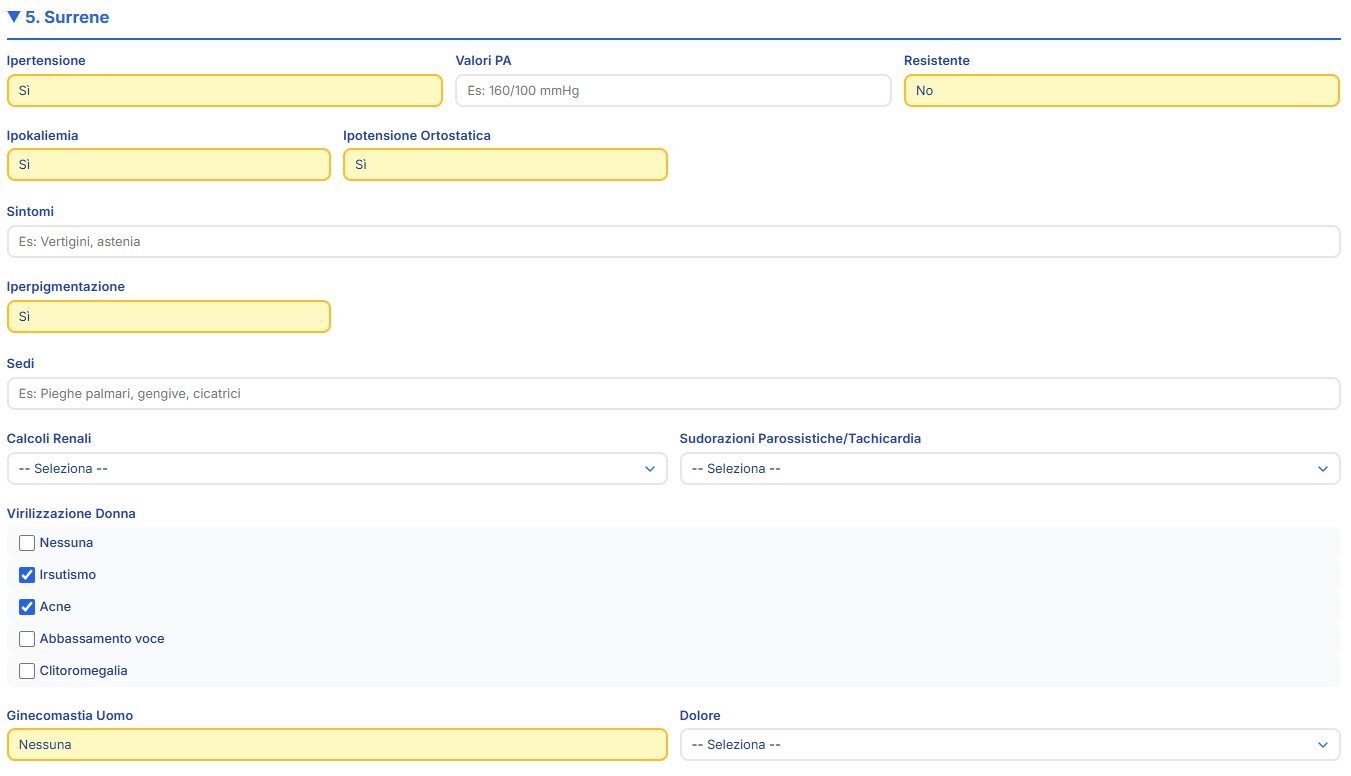 Anamnesi endocrinologica delle patologie del surrene e dell’ipertensione endocrina