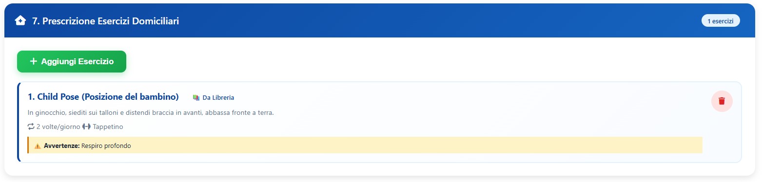 Prescrizione esercizi domiciliari e programmazione della seduta successiva in X-Fisiolab Cloud